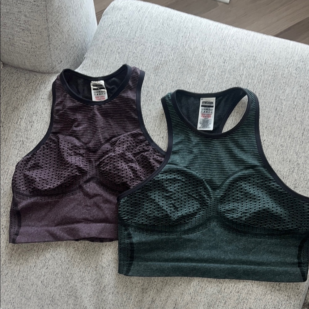 Women's Gymshark Racerback Sports Bras - Purple and Green